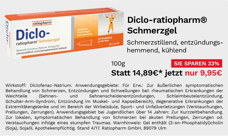 Diclo-ratiopharm Schmerzgel 100g für 9,95 €